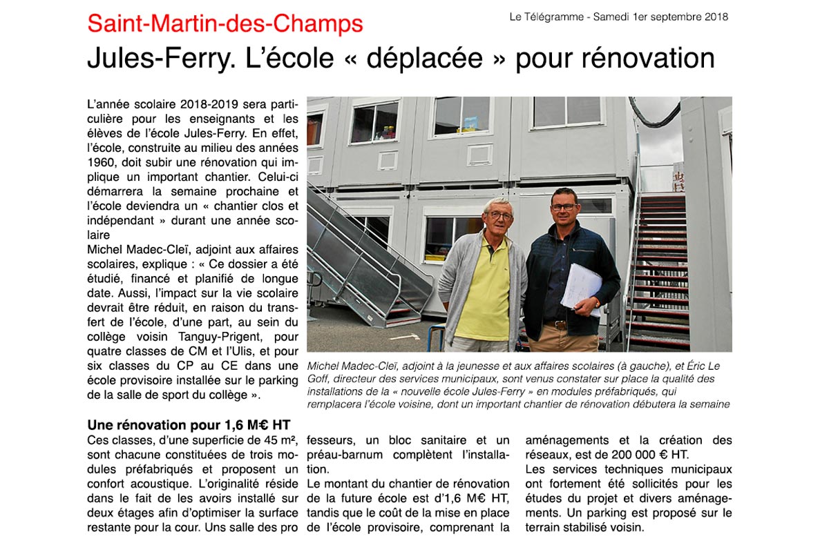 Renovation jules ferry morlaix telegramme 010918